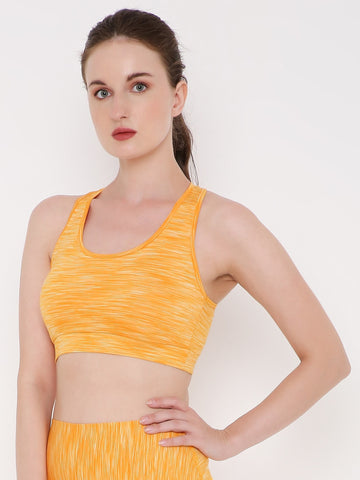 Berry's Intimatess Yellow Melange Colour Removable Padding with Rapid-Dry Technology Sports Bra