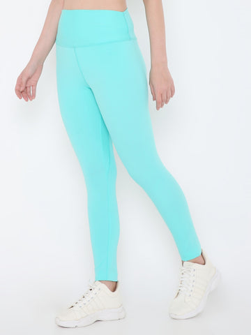 Berrys Intimatess Talcum Blue Colour Ankle Length Solid Sports Leggings