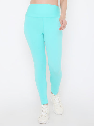 Berrys Intimatess Talcum Blue Colour Ankle Length Solid Sports Leggings