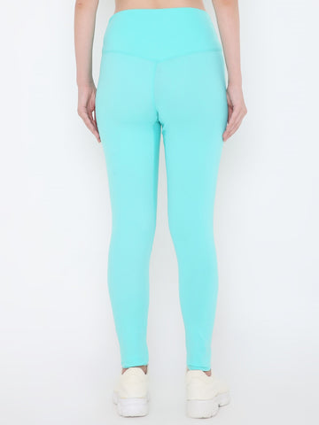 Berrys Intimatess Talcum Blue Colour Ankle Length Solid Sports Leggings