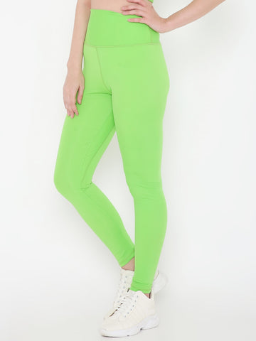 Berrys Intimatess Sheen Green Colour Ankle Length Solid Sports Leggings