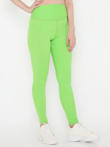 Berrys Intimatess Sheen Green Colour Ankle Length Solid Sports Leggings