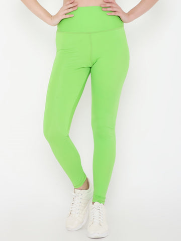 Berrys Intimatess Sheen Green Colour Ankle Length Solid Sports Leggings