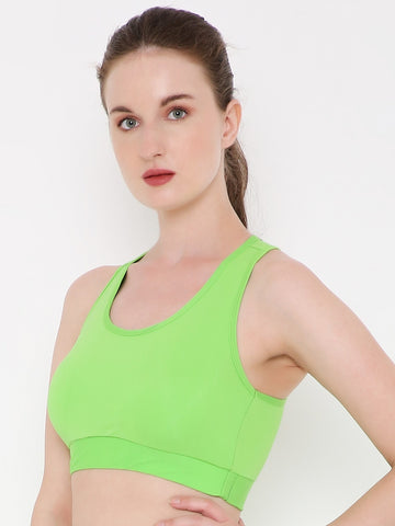 Berry's Intimatess Sheen Green Colour Removable Padding with Rapid-Dry Technology Sports Bra