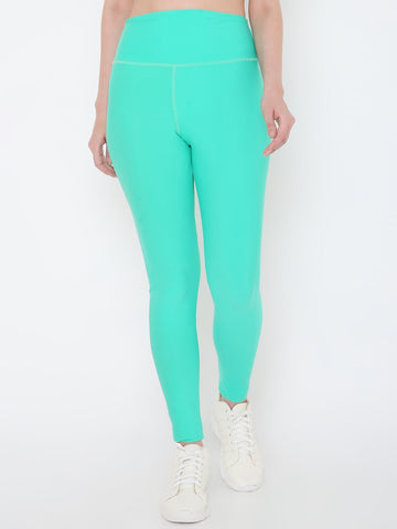 Berrys Intimatess Sea Green Colour Ankle Length Solid Sports Leggings