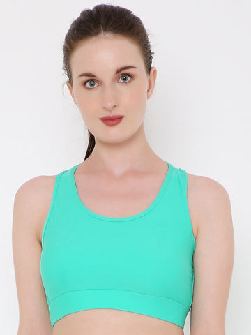Berry's Intimatess Sea Green Colour Removable Padding with Rapid-Dry Technology Sports Bra