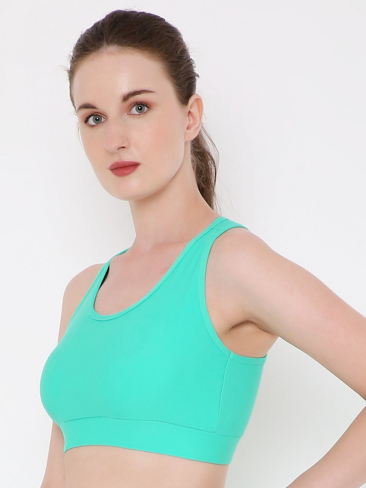 Berry's Intimatess Sea Green Colour Removable Padding with Rapid-Dry Technology Sports Bra
