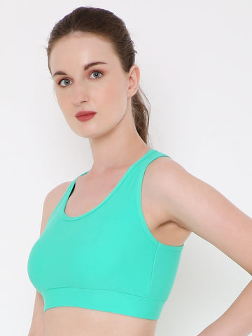 Berry's Intimatess Sea Green Colour Removable Padding with Rapid-Dry Technology Sports Bra