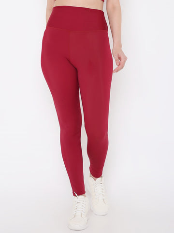 Berrys Intimatess Burgundy Colour Ankle Length Solid Sports Leggings