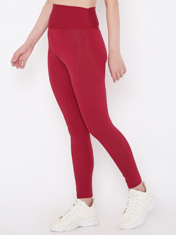 Berrys Intimatess Burgundy Colour Ankle Length Solid Sports Leggings