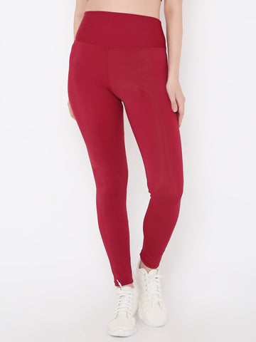 Berrys Intimatess Burgundy Colour Ankle Length Solid Sports Leggings
