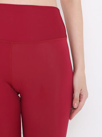 Berrys Intimatess Burgundy Colour Ankle Length Solid Sports Leggings