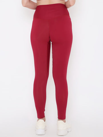 Berrys Intimatess Burgundy Colour Ankle Length Solid Sports Leggings