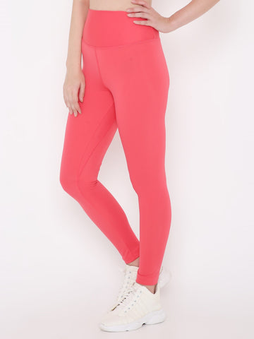 Berrys Intimatess Candy Red Colour Ankle Length Solid Sports Leggings