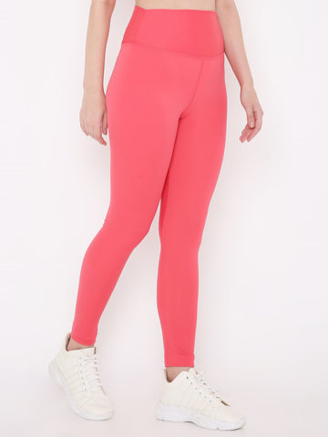 Berrys Intimatess Candy Red Colour Ankle Length Solid Sports Leggings