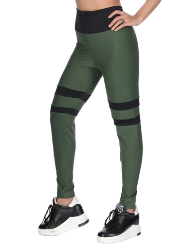 Berry's Women Military Green/Black Army Sports Gym Leggings