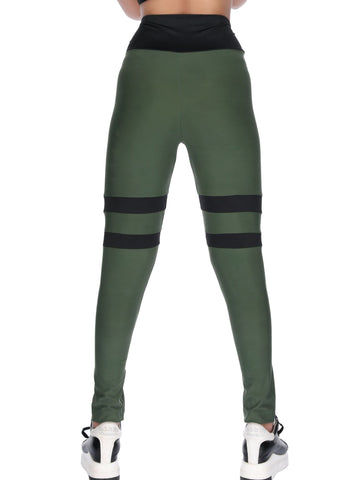 Berry's Women Military Green/Black Army Sports Gym Leggings