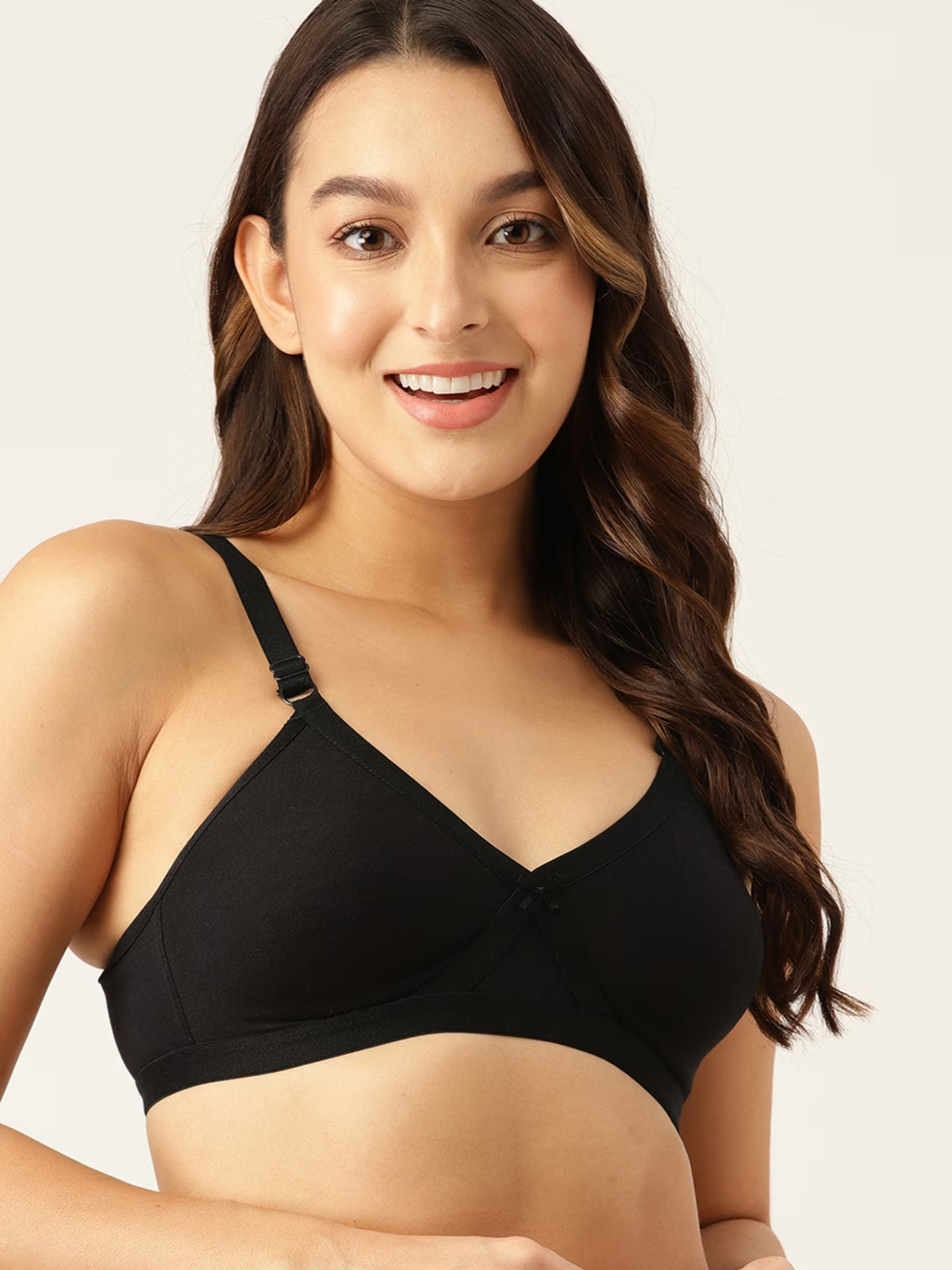 Berry's Intimatess Black Criss Cross Comfort T-Shirt Bra - Seamless, Non-Padded, Non-Wired.