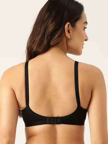 Berry's Intimatess Black Criss Cross Comfort T-Shirt Bra - Seamless, Non-Padded, Non-Wired.