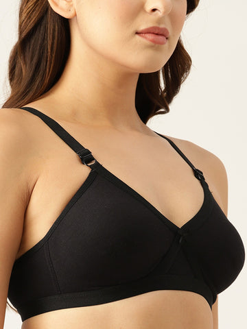 Berry's Intimatess Black Criss Cross Comfort T-Shirt Bra - Seamless, Non-Padded, Non-Wired.