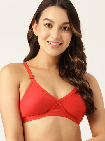 Berry's Intimatess Red Criss Cross Comfort T-Shirt Bra - Seamless, Non-Padded, Non-Wired.