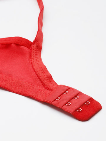 Berry's Intimatess Red Criss Cross Comfort T-Shirt Bra - Seamless, Non-Padded, Non-Wired.