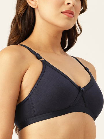 Berry's Intimatess Navy Blue Criss Cross Comfort T-Shirt Bra - Seamless, Non-Padded, Non-Wired.