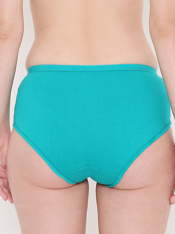 Berry's Intimatess Teal Solid Women's Mid Rise Soft Cotton Hipster Panty