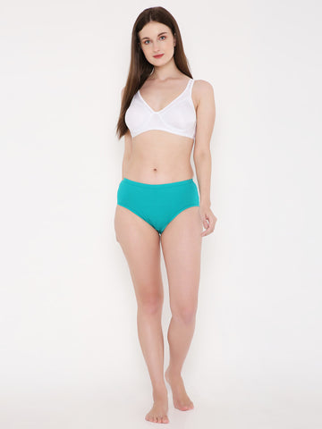 Berry's Intimatess Teal Solid Women's Mid Rise Soft Cotton Hipster Panty