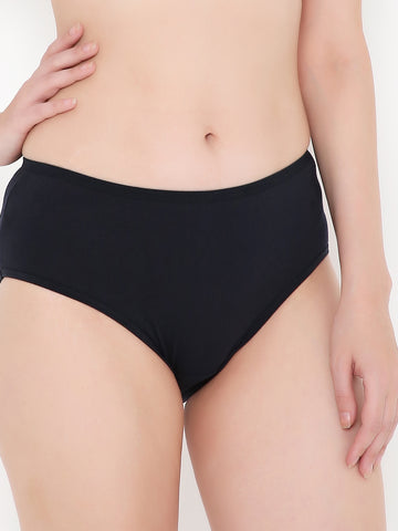 Berry's Intimatess Black Solid Women's Mid Rise Soft Cotton Hipster Panty