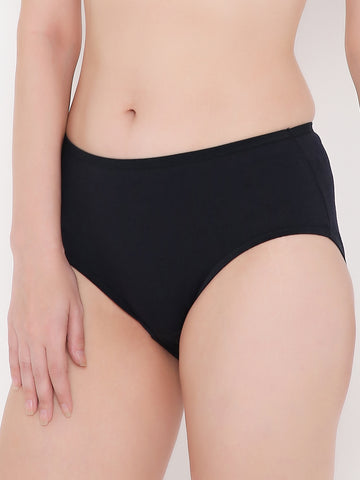 Berry's Intimatess Black Solid Women's Mid Rise Soft Cotton Hipster Panty