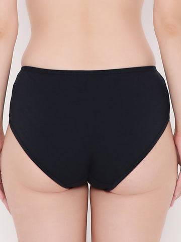 Berry's Intimatess Black Solid Women's Mid Rise Soft Cotton Hipster Panty