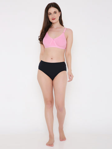 Berry's Intimatess Black Solid Women's Mid Rise Soft Cotton Hipster Panty