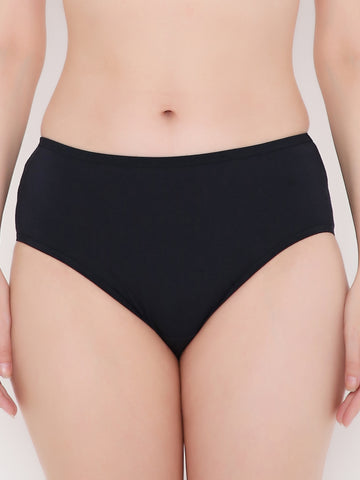 Berry's Intimatess Black Solid Women's Mid Rise Soft Cotton Hipster Panty
