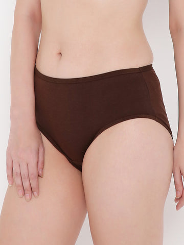 Berry's Intimatess Hickory Brown Solid Women's Mid Rise Soft Cotton Hipster Panty