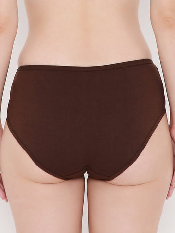 Berry's Intimatess Hickory Brown Solid Women's Mid Rise Soft Cotton Hipster Panty