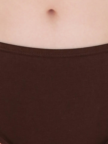 Berry's Intimatess Hickory Brown Solid Women's Mid Rise Soft Cotton Hipster Panty