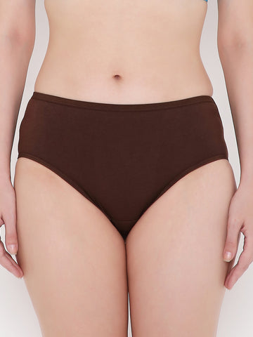 Berry's Intimatess Hickory Brown Solid Women's Mid Rise Soft Cotton Hipster Panty