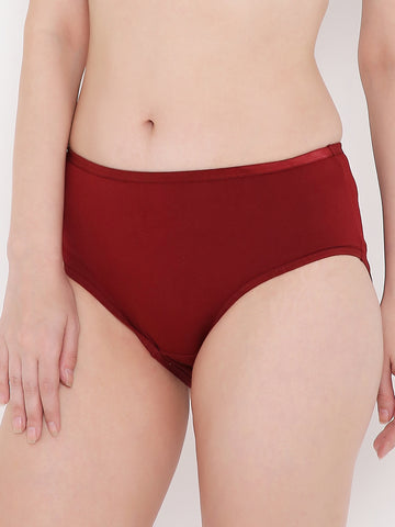 Berry's Intimatess Cherry Red Solid Women's Mid Rise Soft Cotton Hipster Panty