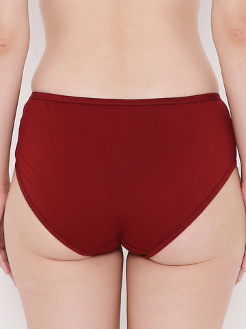 Berry's Intimatess Cherry Red Solid Women's Mid Rise Soft Cotton Hipster Panty