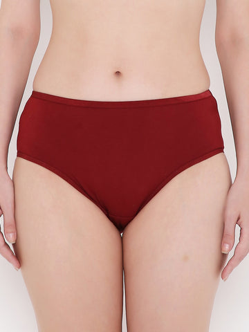 Berry's Intimatess Cherry Red Solid Women's Mid Rise Soft Cotton Hipster Panty