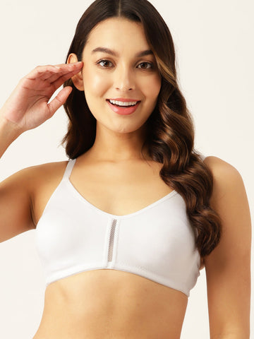 Berry's Intimatess White Center Net Seamless Comfort T-Shirt Bra - Non-Padded, Non-Wired