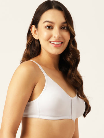 Berry's Intimatess White Center Net Seamless Comfort T-Shirt Bra - Non-Padded, Non-Wired