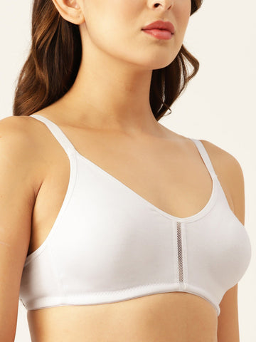 Berry's Intimatess White Center Net Seamless Comfort T-Shirt Bra - Non-Padded, Non-Wired