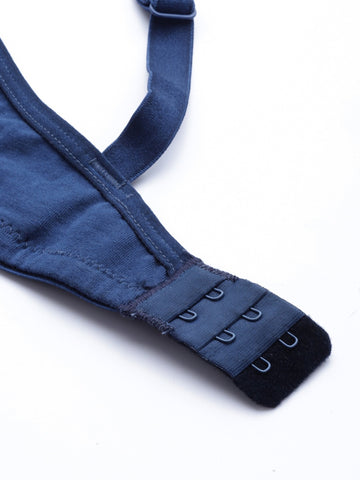Berry's Intimatess Navy Blue Cross Over Rounded Seamless Comfort T-Shirt Bra - Non-Padded, Non-Wired