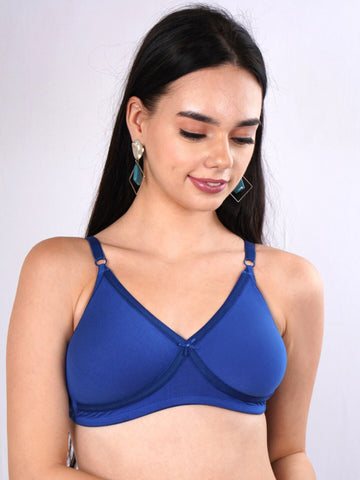 Berry's Intimatess Royal Blue Cross Over Rounded Seamless Comfort T-Shirt Bra - Non-Padded, Non-Wired