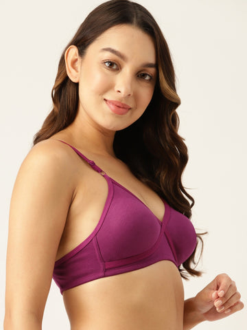 Berry's Intimatess Wine Cross Over Rounded Seamless Comfort T-Shirt Bra - Non-Padded, Non-Wired