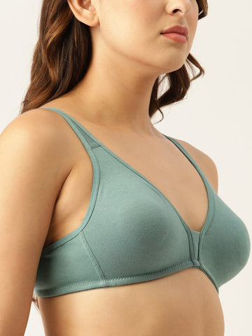 Berry's Intimatess Teal Green Center T Seamless Comfort T-Shirt Bra - Non-Padded, Non-Wired
