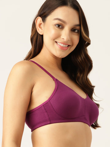 Berry's Intimatess Wine Full Coverage Nykd Seamless Comfort T-Shirt Bra - Non-Padded, Non-Wired