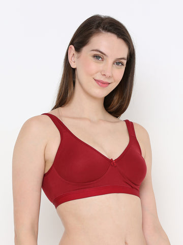 Berry's Intimatess Comfort Plus Full Coverage Maroon Slip-On Bra – Wire-Free & Non-Padded